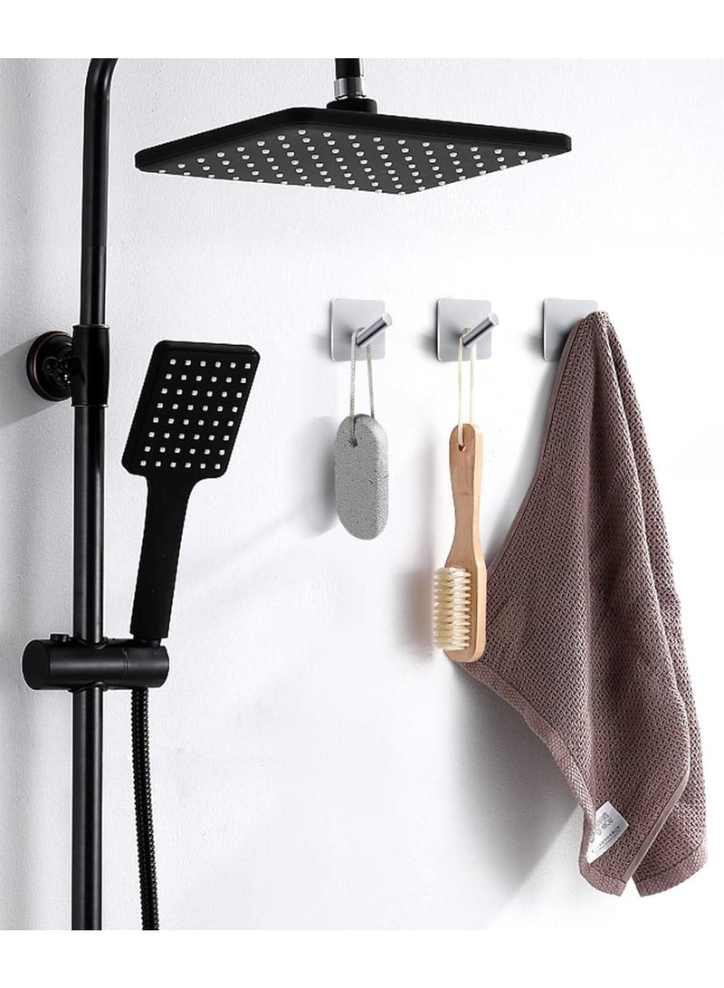 SOLARAE Heavy Duty Adhesive Hooks, 8 Pack Bath Towel Hooks Hold 44lb, Matte Stainless Steel Bathroom Organizer, Adhesive Wall Hooks for Bathrooms, Coat, Robe, Kitchen, Large Adhesive Hooks, Silver - Image 5