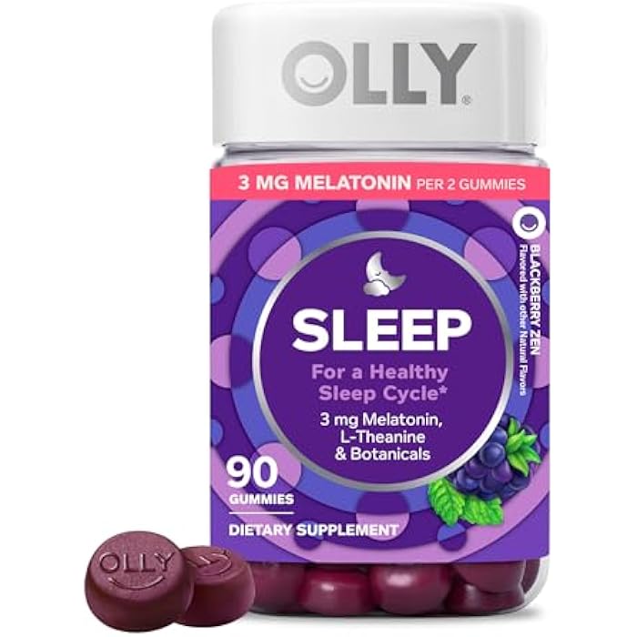 OLLY Sleep Gummy, 3mg Melatonin, L-Theanine, Chamomile, Lemon Balm, Sleep Aid, BlackBerry, 90 Count - Image 1