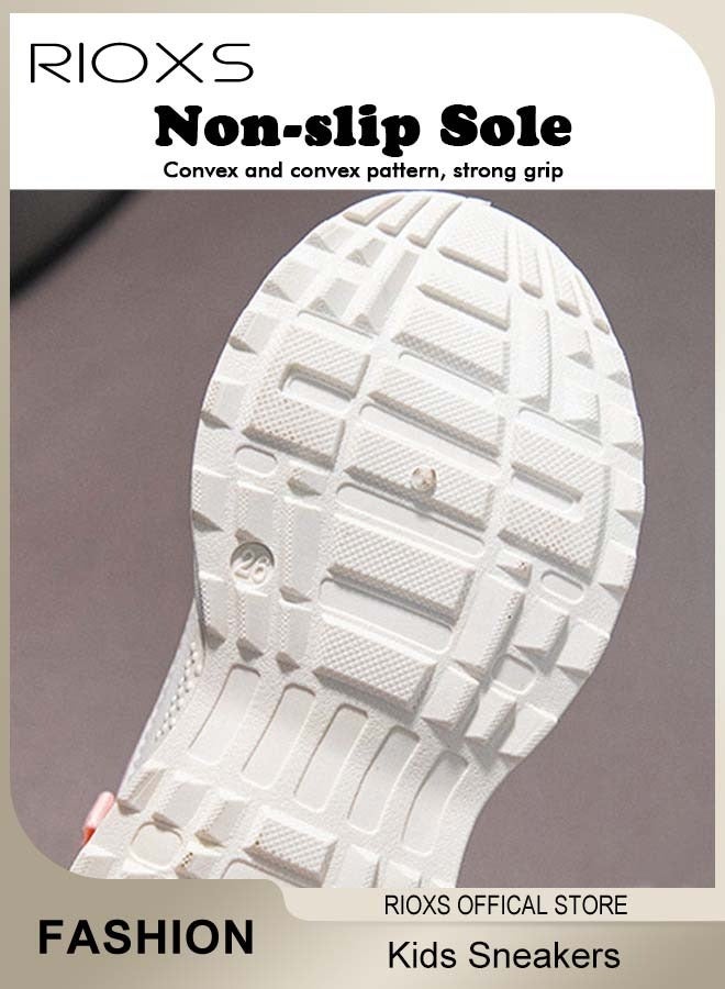 RIOXS Kids' Chunky Sneakers, Toddler Boys Girls Sports Shoes With Velcro, Lightweight Anti-slip Running Shoes, Fashion Athletic Casual Shoes, Cozy Breathable Tennis Walking Sneakers for School, Running, Playing, Walking and Sports - Image 4