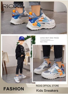 RIOXS Kids' Sneakers, Toddler Boys Girls Sports Shoes, Lightweight Running Shoes, Fashion Athletic Casual Shoes, Cozy Breathable Tennis Shoes, Walking Sneakers With Velcro, Non-slip Shoes For Little Kids  - Image 2