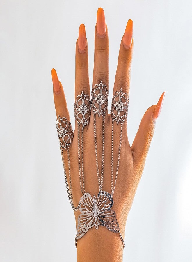 Your Always Charm Hand Chain Dainty Gold Hand Chain Bracelet for Women Stack Ring Bracelet Hand Chain Boho Jewelry Set for Women Trendy Gifts - Image 3