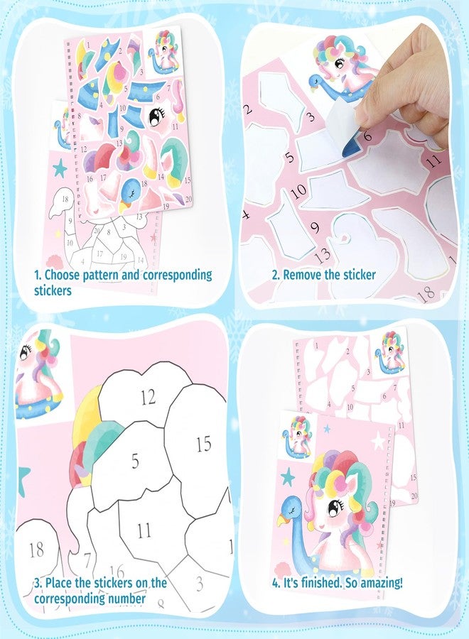 PERRYHOME 3PCS Sticker by Number Paint Books for Girls Ages 4-8, Easter Basket Stuffers, Unicorn Mermaid Frozen Themes Sticker Activity Books, Girls Crafts Party Birthday Gifts Toys - Image 4