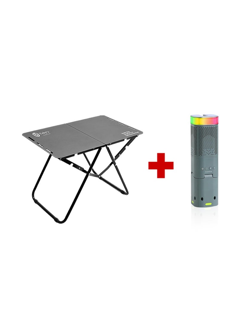 توبيز طاولة تخييم ألمنيوم قابلة للطي مع حقيبة تخزين من Toby’s مع فانوس LED تلسكوبي قابل للشحن – مدمجة، متينة، إضاءة RGB/SOS مقاومة للماء للتخييم والنزهات - Image 1