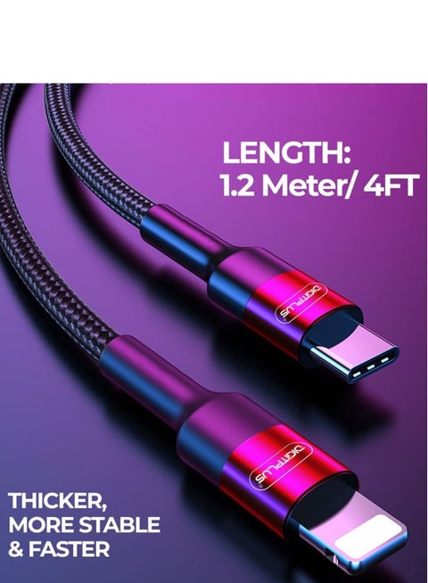 Digit plus type c charger cable for iPhone fast charging cable 3A output 1.2 Meters 4FT durable cable compatible with iPhone devices iPad upgradable update 12000 swing test