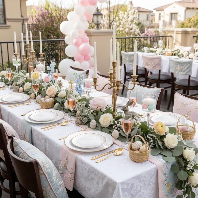KIRE 100PCS Disposable Plates - White with Gold Rim for Easter/Wedding/Spring Party- Includes 50Pieces 10.25inch Dinner and 50Pieces 7.5inch Dessert/Salad Plates - Image 2