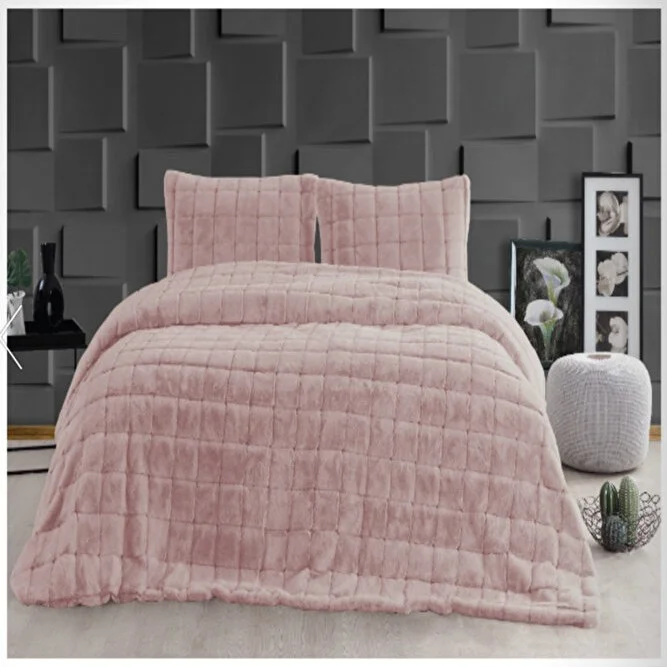 ميرينوس Luxe Double Bedspread Set - Powder Checked Model