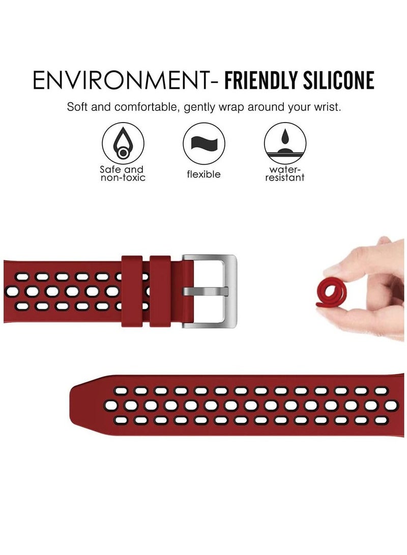 AROAQ Silicone Replacement Strap For Huawei Watch GT2 e BLACK/RED - Image 4