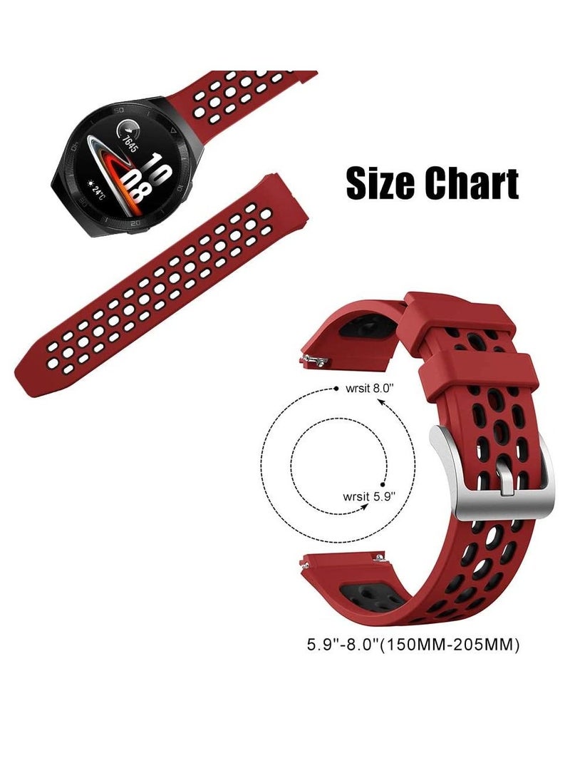 AROAQ Silicone Replacement Strap For Huawei Watch GT2 e BLACK/RED - Image 5