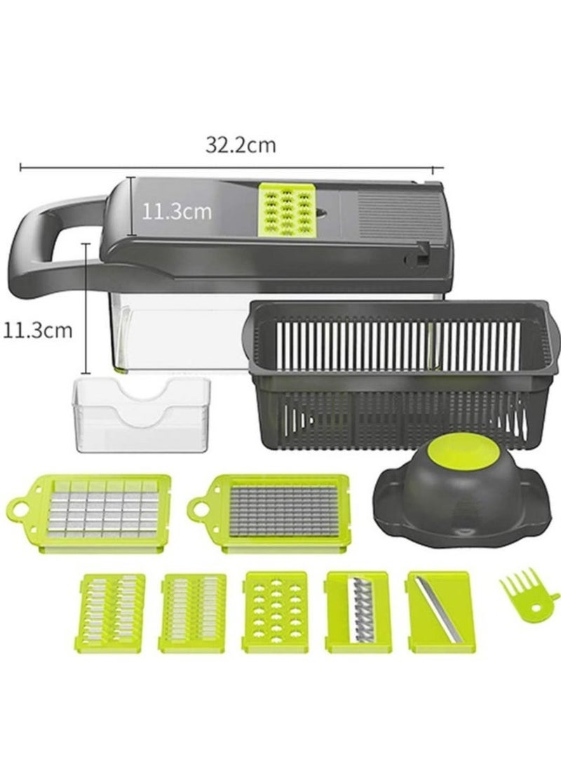 Raxoom Vegetable Chopper Mandoline Slicer Cutter Chopper and Grater 11 in 1 Interchangeable Blades with Colander Basket and Container - Image 5