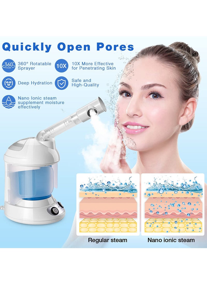 Arabest - Nano Ionic Face Steamer with 360° Rotatable Sprayer, Portable Facial Steamer for Personal Care Use at Home or Salon - Image 1