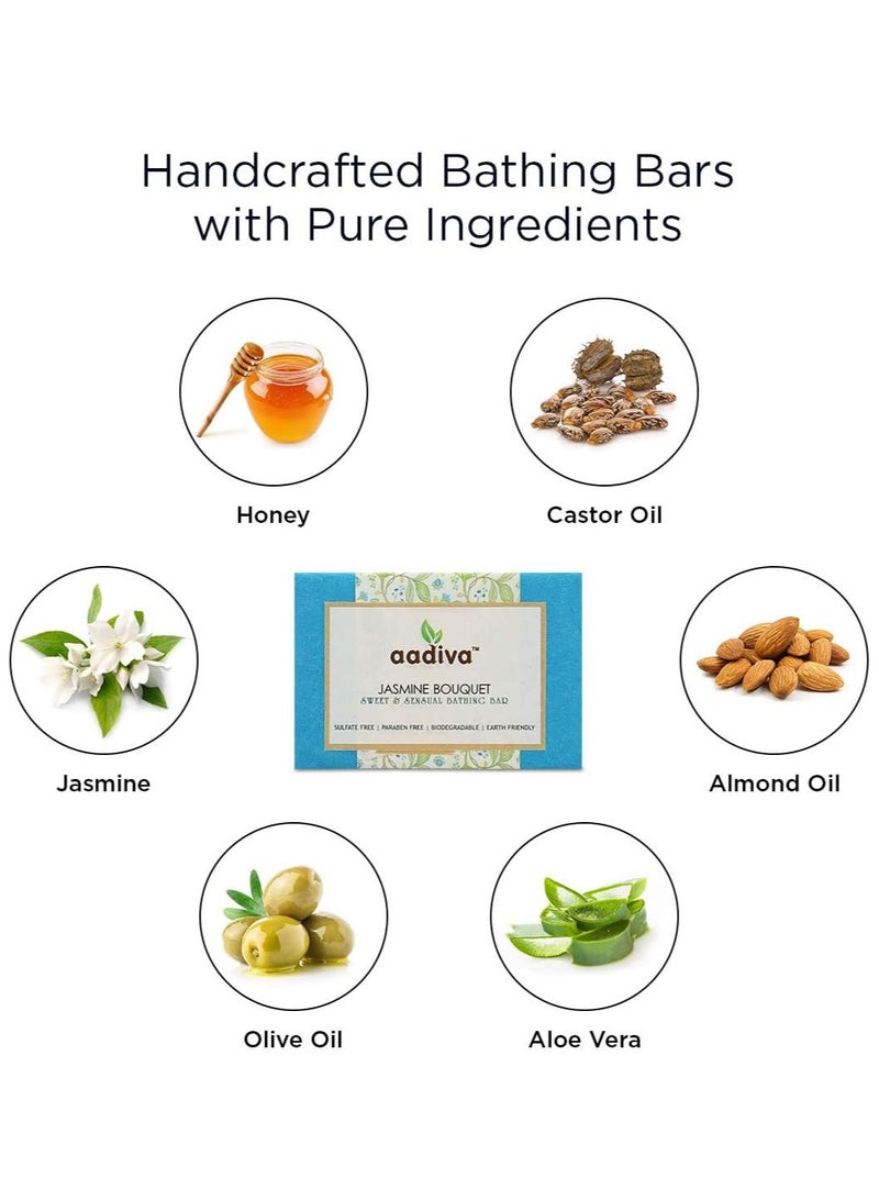 Aadiva Jasmine Bouquet Sweet & Sensual Ayurvedic Luxury Bathing Bar - Image 3