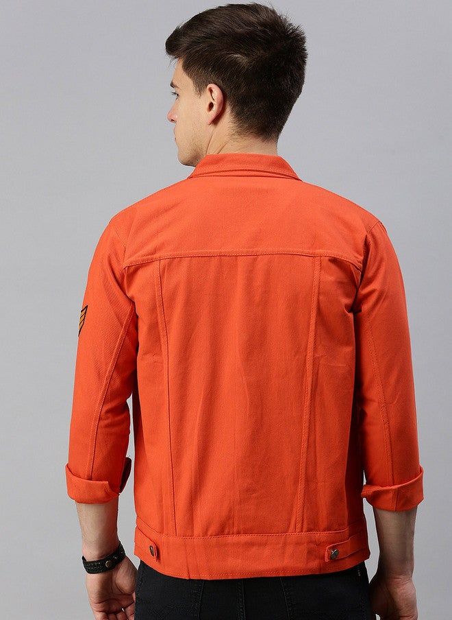 Kaali Peeli Men Solid Outdoor Denim Jacket with Patchwork - Image 3