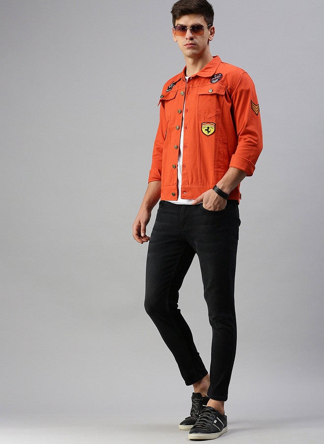 Kaali Peeli Men Solid Outdoor Denim Jacket with Patchwork - Image 4
