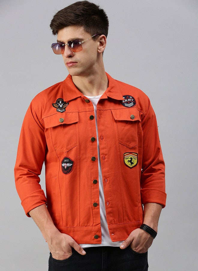 Kaali Peeli Men Solid Outdoor Denim Jacket with Patchwork - Image 1