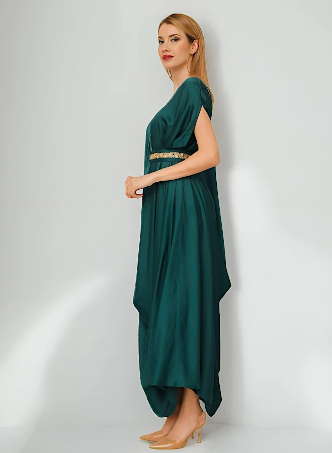 ECSTACY V-Neck Belted Maxi Dress