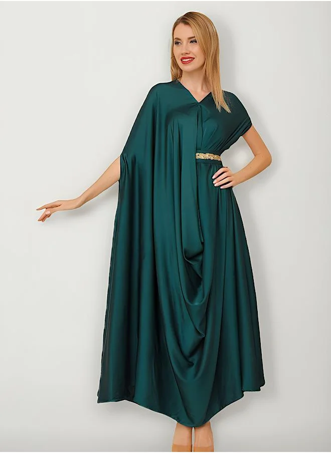 ECSTACY V-Neck Belted Maxi Dress