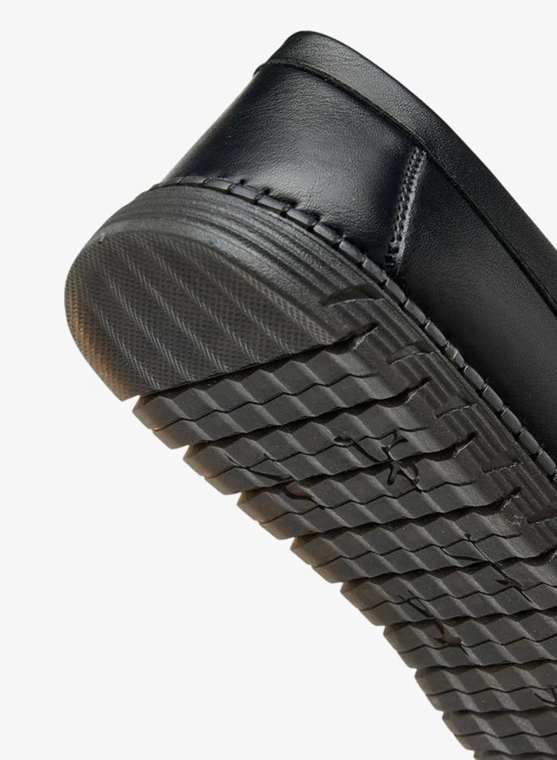 LBL By Shoexpress BLACK Textured Slip-On Moccasins With Cutout Detail for Men | Best Price UAE