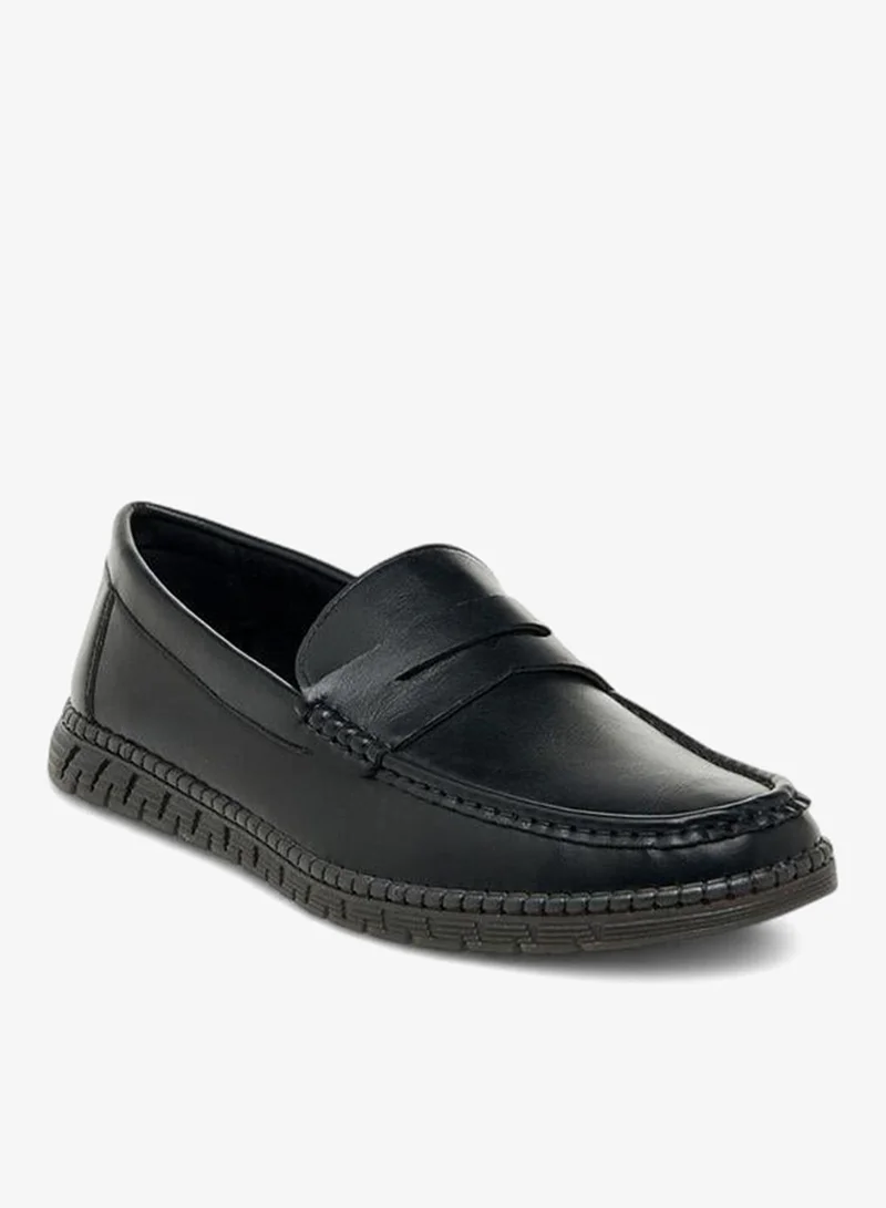 LBL By Shoexpress BLACK Textured Slip-On Moccasins With Cutout Detail for Men | Best Price UAE