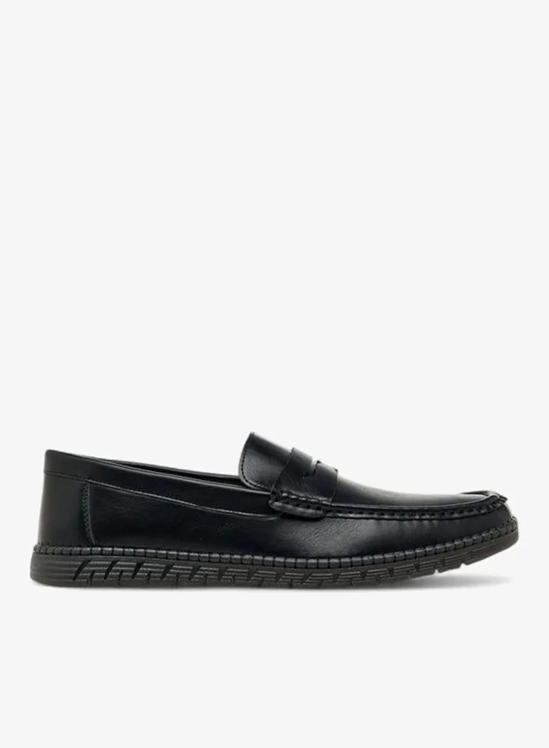 LBL By Shoexpress BLACK Textured Slip-On Moccasins With Cutout Detail for Men | Best Price UAE