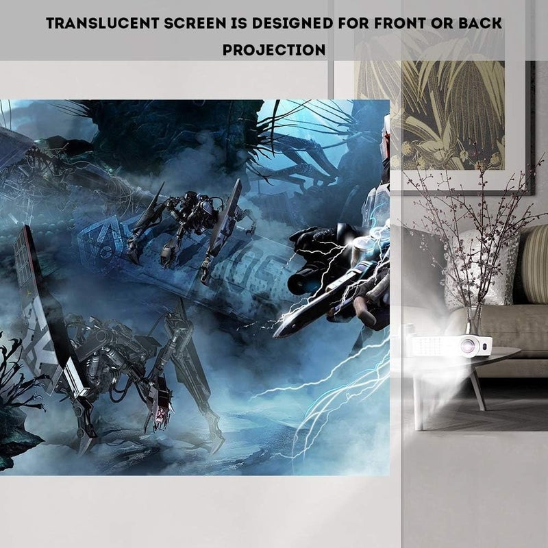 Zopsc 60-120 Inch Portable Projection Screen 16:9 White Synthetic Polyester Fabric Projector Curtain Foldable, Anti-Reflective(84inch) - Image 4