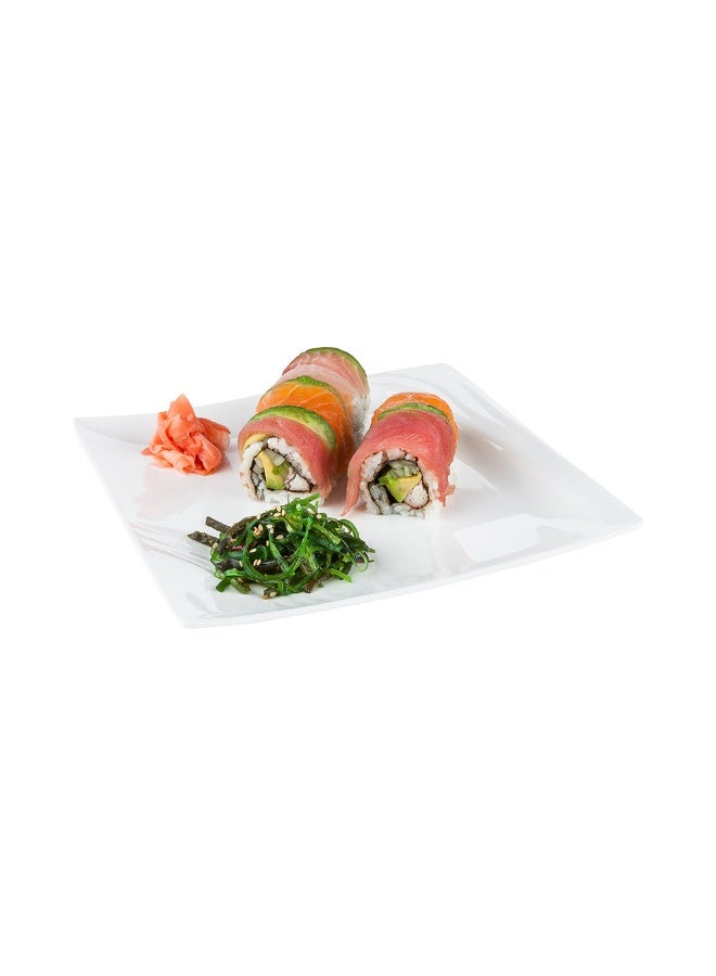 Restaurantware Voga 14 x 14 x 1.2 Inch Serving Plates, 10 Square Pasta Plates - Premium, Top-Rack DIshwashable, White Melamine Serving Platters, Serve Appetizers Or Desserts, For All Occasions  - Image 2