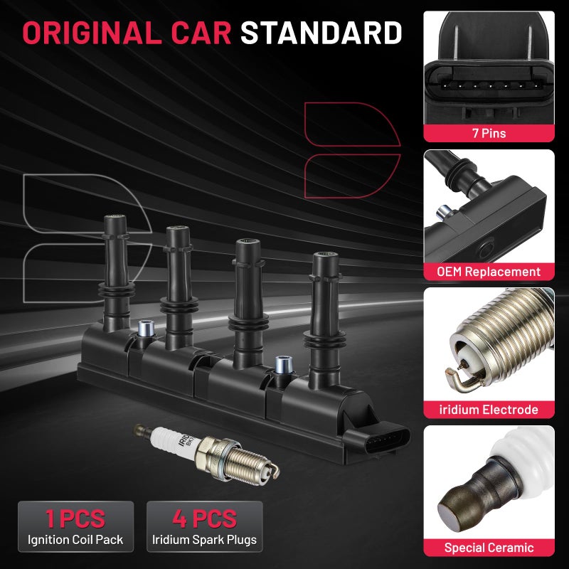 BDFHYK Ignition Coil Pack UF669 and Iridium Spark Plug XP3922 Compatible with Chevy Cruze 2011-2015 Chevrolet Trax Buick Encore 2013-2021 Chevy Sonic 2012-2020 Chevy Oem Coil Pack 1.4L l4 Set of 5 - Image 4