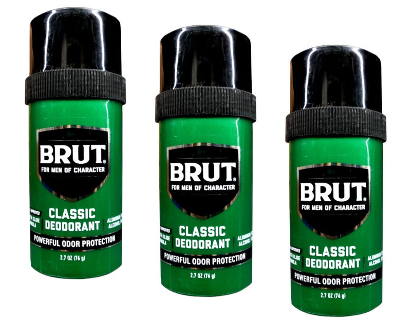 Brut Deodorant 2.7 Ounce Round Solid Classic - Pack of 3 - Image 1