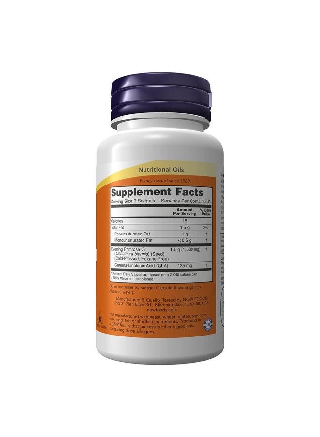 Now Evening Primrose Oil 500Mg, 100Softgels - Image 2