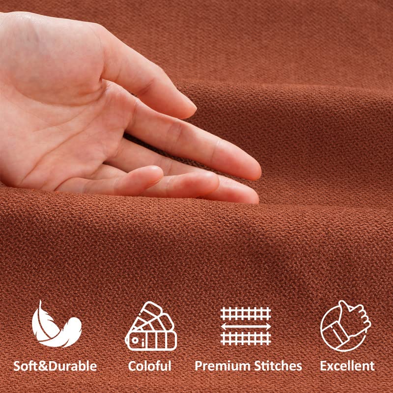 Top Finel Top Finel Decorative Throw Pillow Covers Solid Soft Chenille Cushion Cover Case Fall Orange 20 X 20inch for Couch Bedroom Sofa 50 X 50 cm  Set of 2  Burnt Orange - Image 3