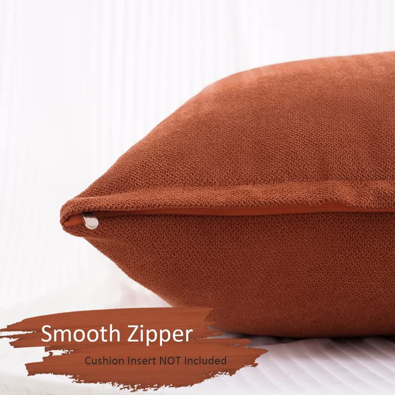 Top Finel Top Finel Decorative Throw Pillow Covers Solid Soft Chenille Cushion Cover Case Fall Orange 20 X 20inch for Couch Bedroom Sofa 50 X 50 cm  Set of 2  Burnt Orange - Image 4