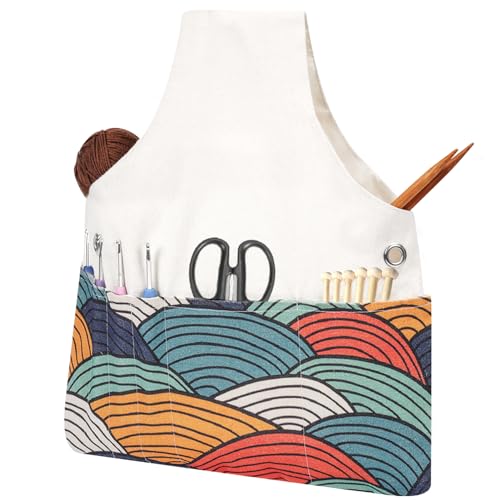 TOGETRUE Yarn Bag Knitting Crochet Tote Bag Lightweight Yarn Storage Bag Organizer Travel Knitting Wrist Bag Yarn Tote Bags for Crocheting Holding Yarn Knitting Needles LargeColor Arc - Image 1