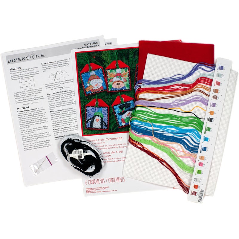 Dimensions Counted Cross Stitch Christmas Pals Ornament Kit, 6 pcs - Image 3
