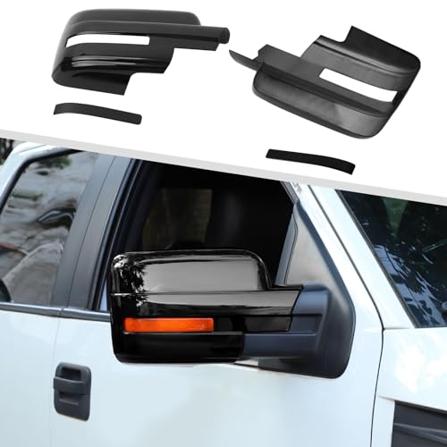 Jimen غطاء مرآة خارجي كامل متوافق مع فورد F150 2009-2014، 4 قطع (أسود) - Image 1