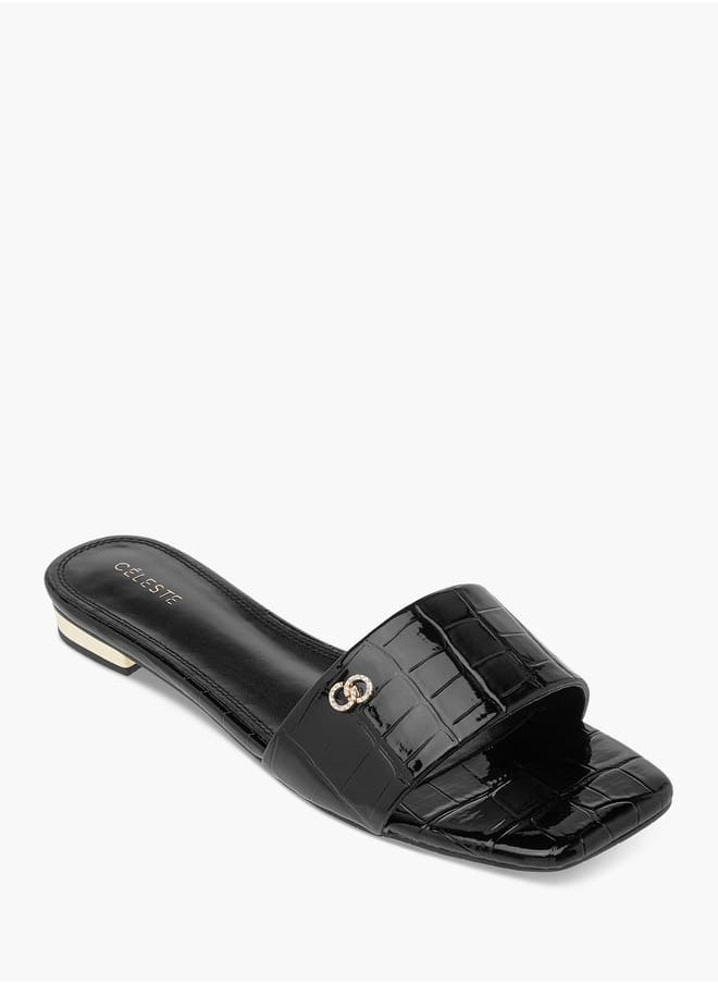 Celeste Women's Logo Accent Slip-On Flat Sandals  - Image 2