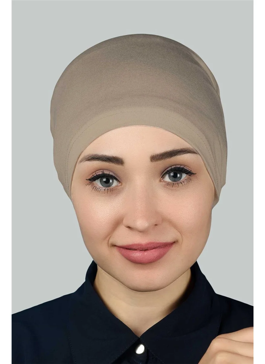 التوبة Ready-made Practical Snap-on Elastic Hijab Bonnet - Light Mink