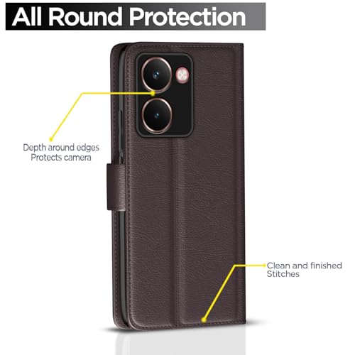 Pikkme Flip Cover for Realme P3 Ultra 5G Leather Finish | Inside TPU with Card Pockets | Wallet Stand and Shock Proof | Complete Protection Flip Case(Coffee) - Image 4