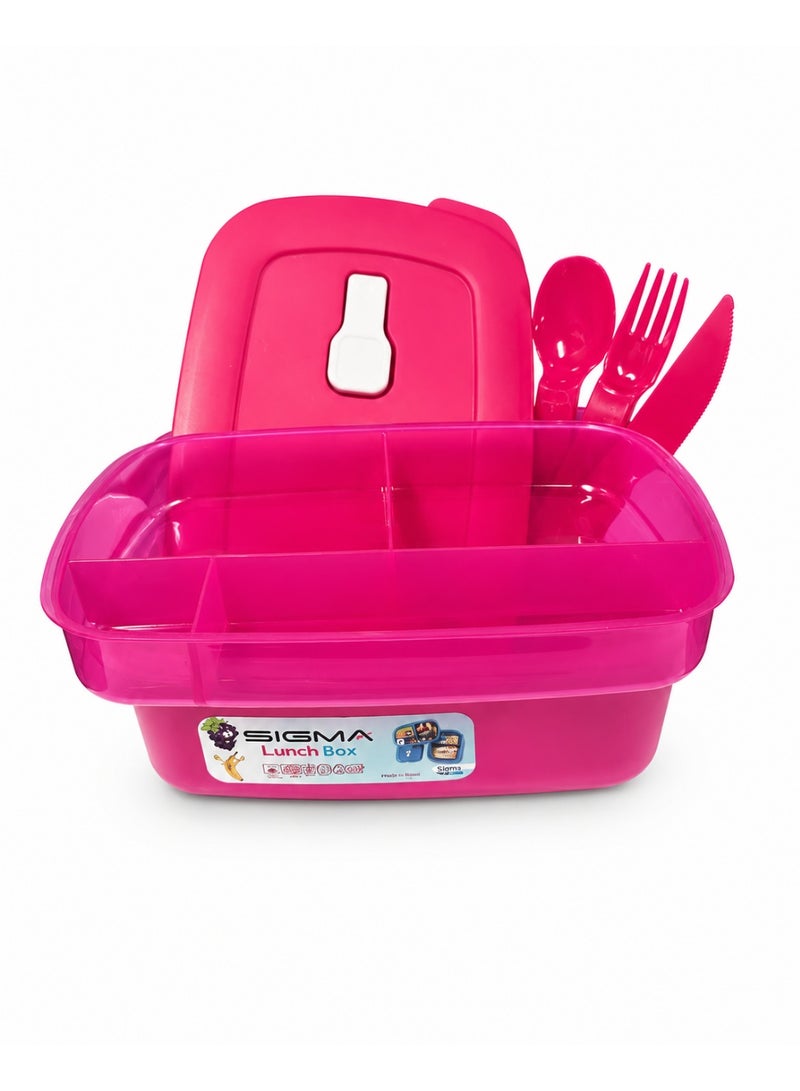 SIGMA Title Sigma Lunch Box 2 L with Spoon, Fork & Knife – Reusable Food Container with Secure Lid - Image 2