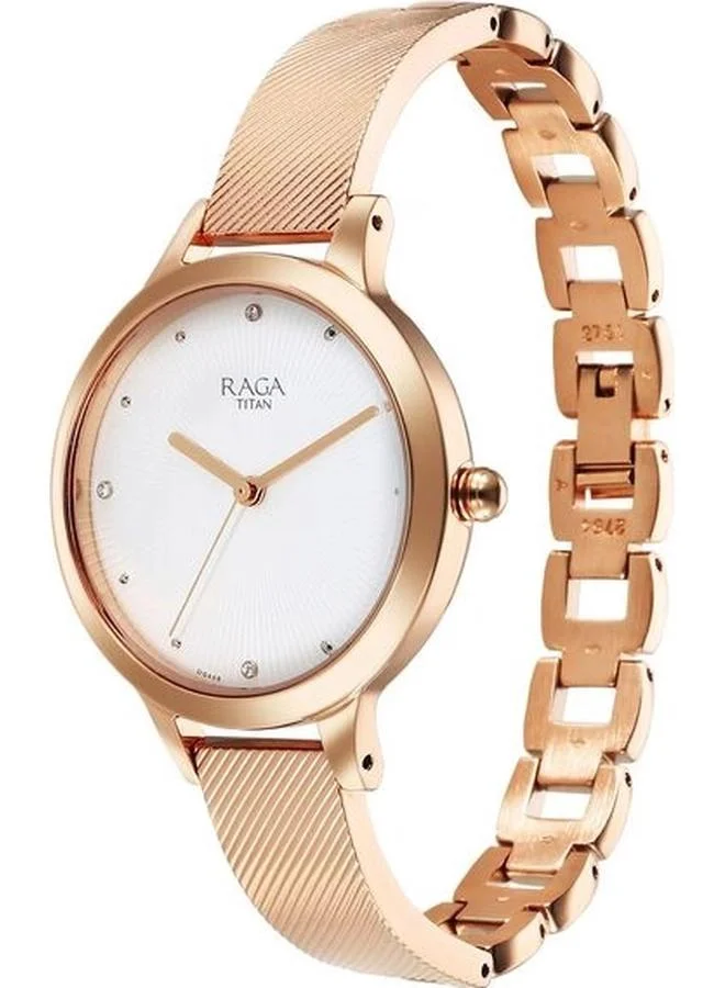TITAN Women's Analog Display Watch With Rose Gold Metal Strap - 2754WM01