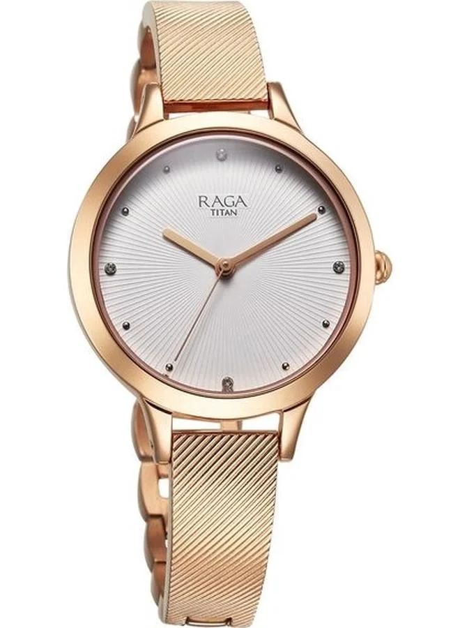TITAN Women's Analog Display Watch With Rose Gold Metal Strap - 2754WM01