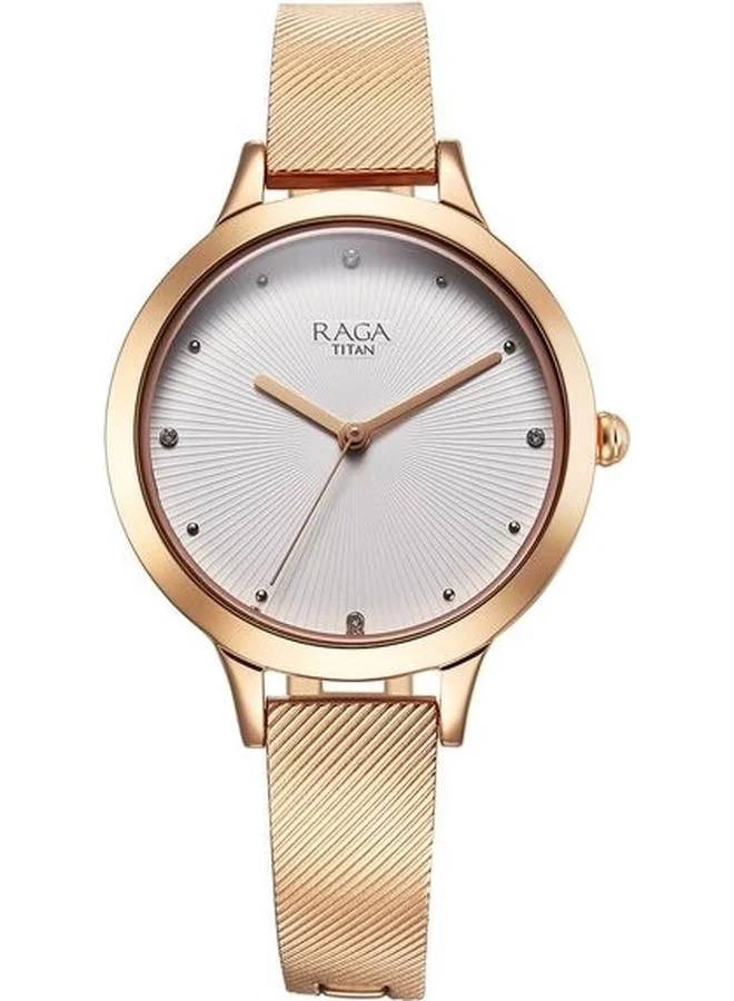 TITAN Women's Analog Display Watch With Rose Gold Metal Strap - 2754WM01