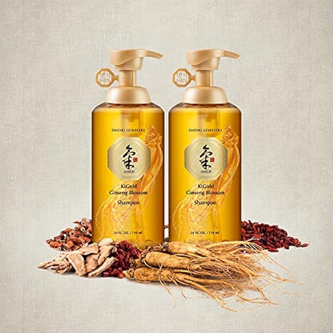 DAENG GI MEO RI - KI GOLD GINSENG BLOSSOM 2 SHAMPOO SET, REAL GINSENG INSIDE, HERBAL SHAMPOO, HAIR GROWTH, PREVENTING HAIR LOSS, 24.01 FL OZ EACH - Image 2