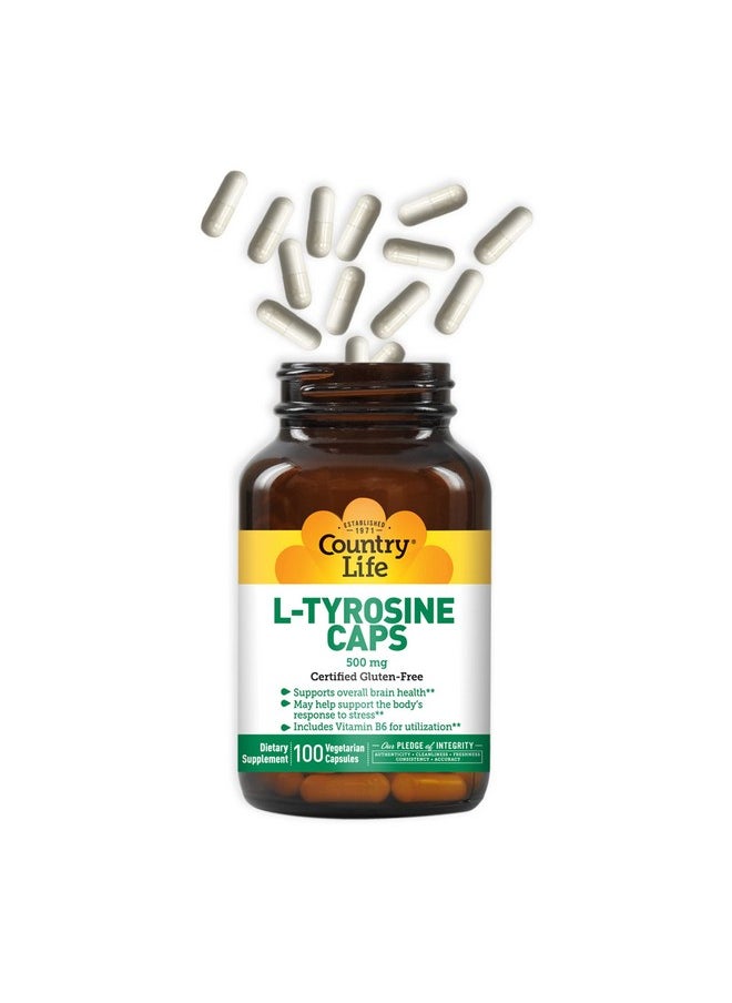 Country Life Ltyrosine Caps Supports Overall Brain Health 500 Mg 100 Vegetarian Capsules Certified Gluten Free Certified Vegetarian Certified Halal  - Image 4