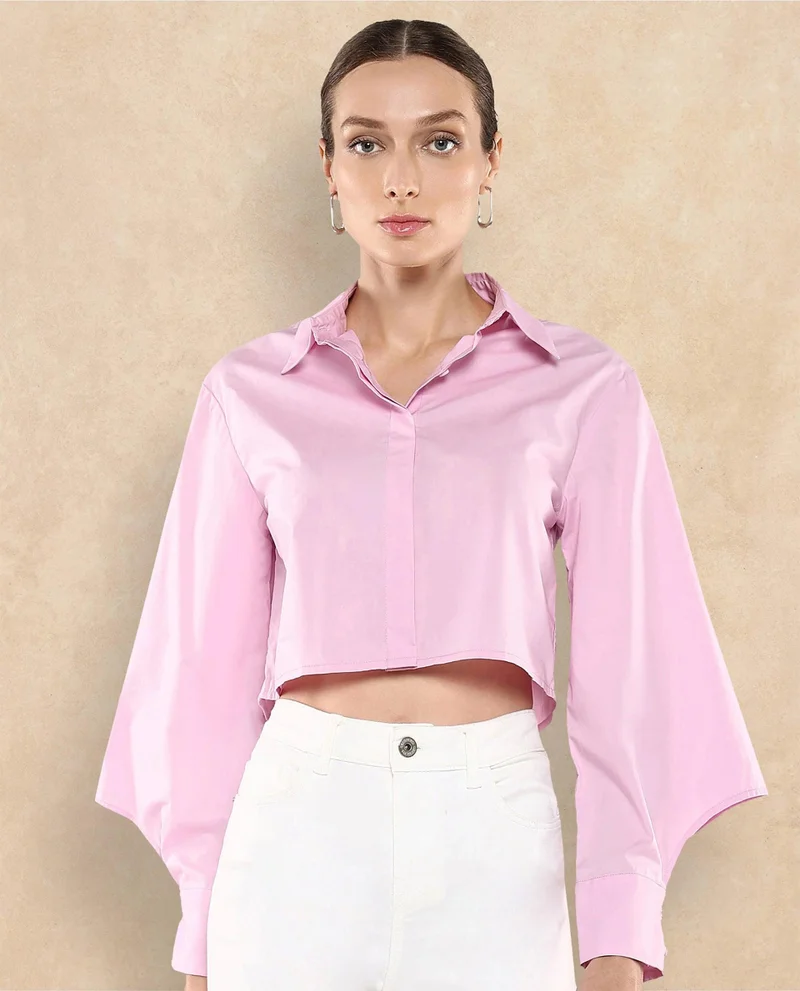 Rareism Women's Abstract Printed Top With Buckle Detail