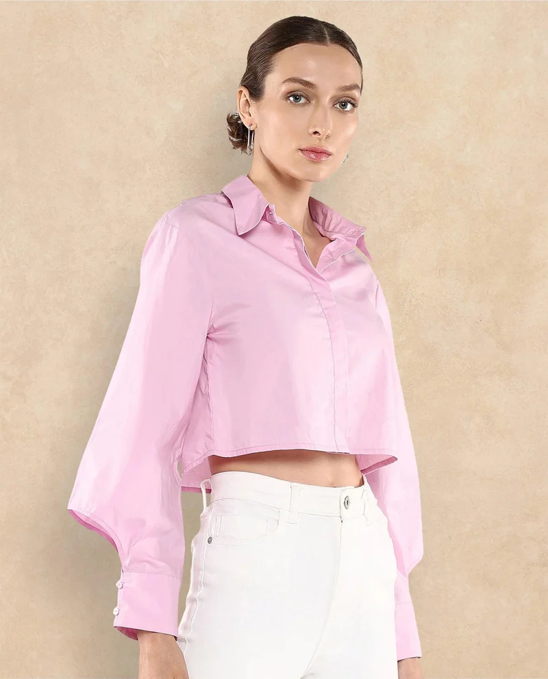 Rareism Women's Abstract Printed Top With Buckle Detail