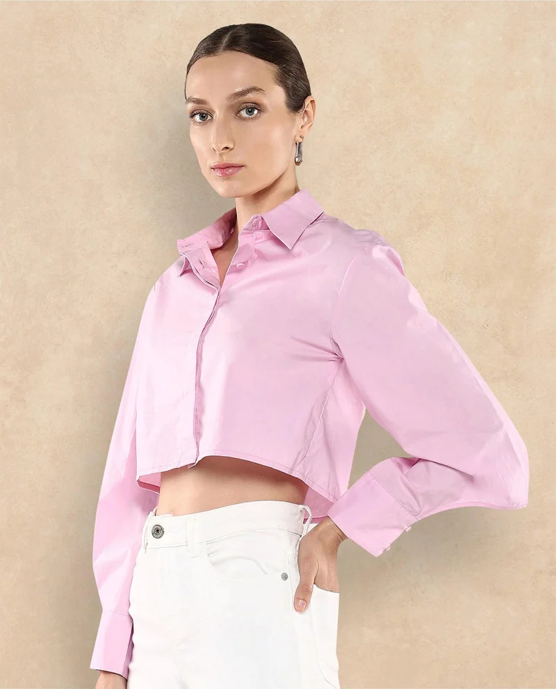 Rareism Women's Abstract Printed Top With Buckle Detail