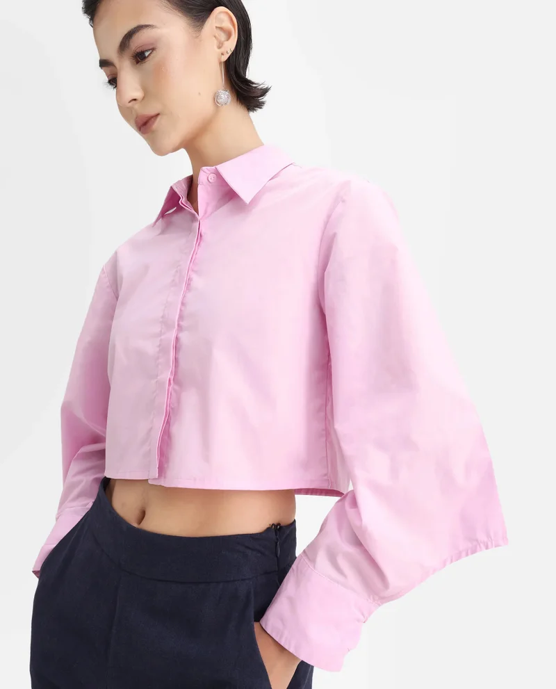Rareism Women's Abstract Printed Top With Buckle Detail