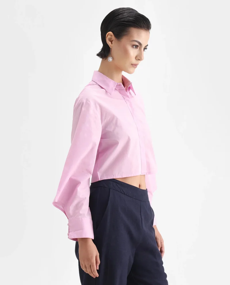 Rareism Women's Abstract Printed Top With Buckle Detail