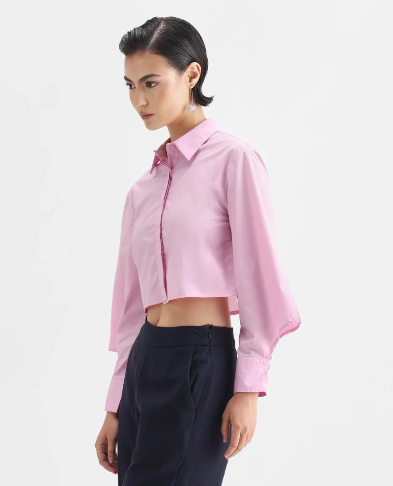 Rareism Women's Abstract Printed Top With Buckle Detail