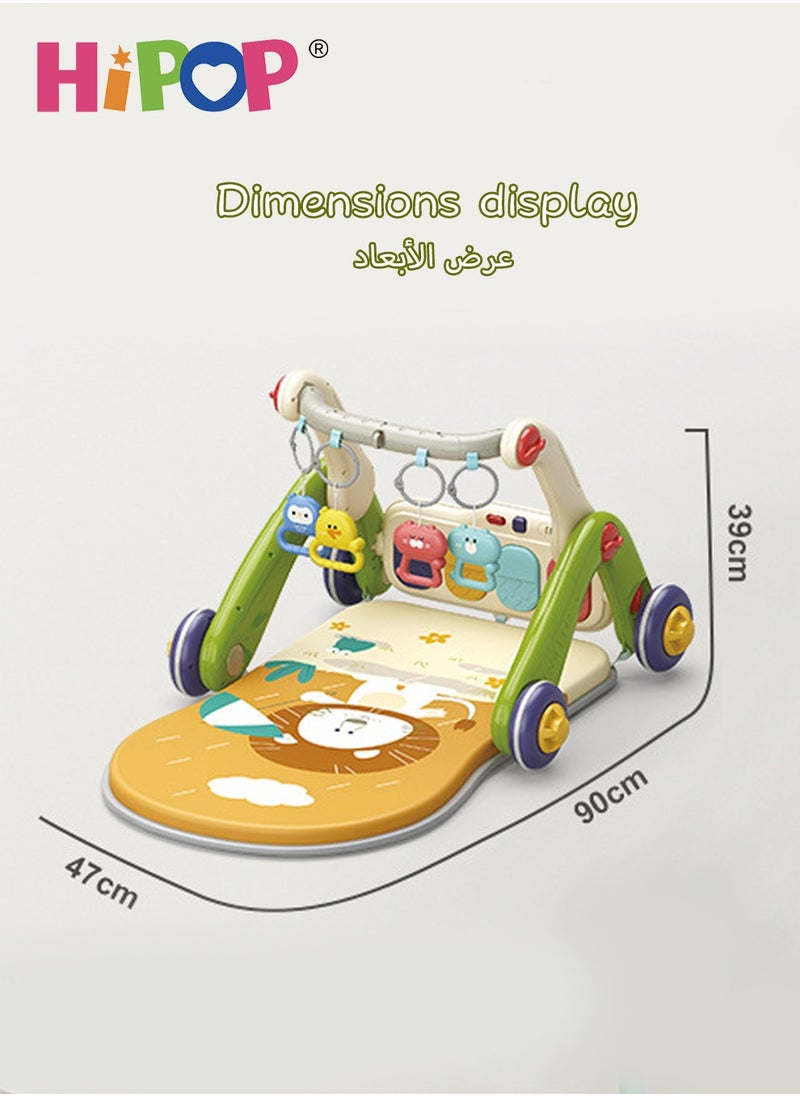 HIPOP - 2 In 1 Baby Gym Play Mats,Baby Toys Kick and Play Piano Gym Activity Center For Infants,Baby Walker Fitness Rack - Image 1