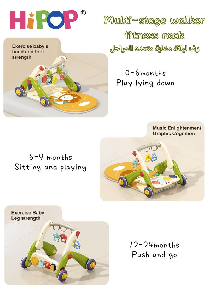 HIPOP - 2 In 1 Baby Gym Play Mats,Baby Toys Kick and Play Piano Gym Activity Center For Infants,Baby Walker Fitness Rack - Image 1